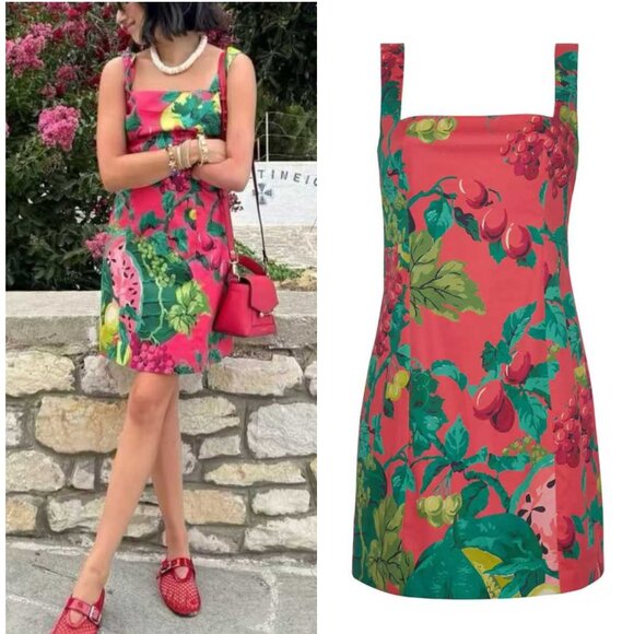 Cara Cara Anna Mini Dress 2/6/8 Summer Nectar Pink Green Cotto Hot Summer - Picture 1 of 9